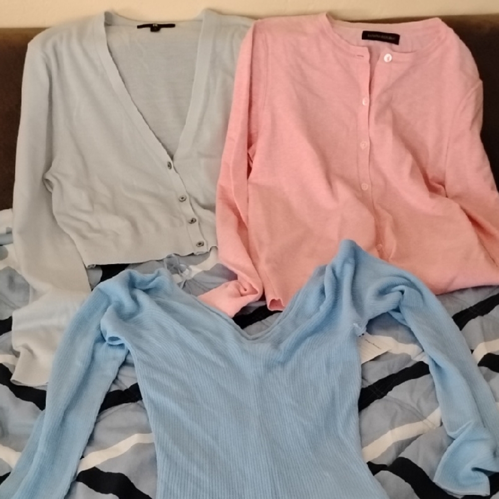 Banana Republic Light Blue and Pink Cardigan Set